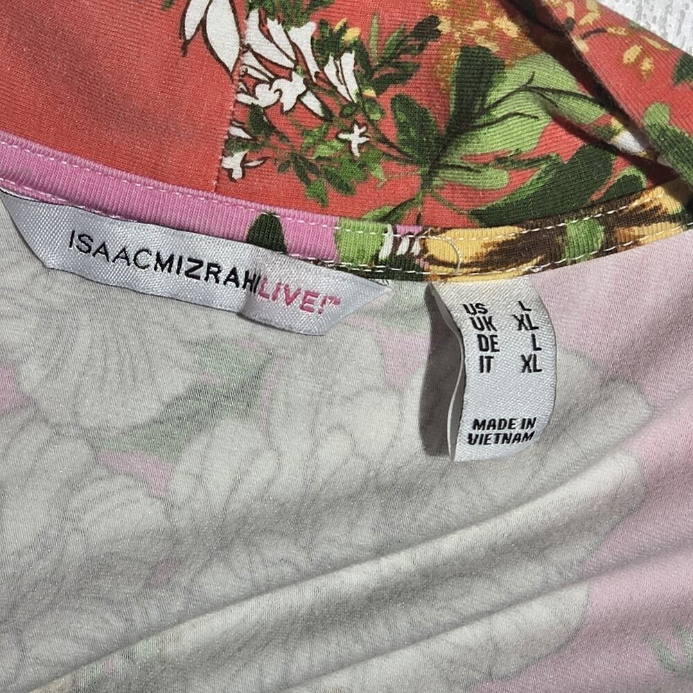 Isaac Mizrahi Live! Cotton Modal Print Knit Open Front Cardigan Pink Floral LARG - Picture 5 of 7